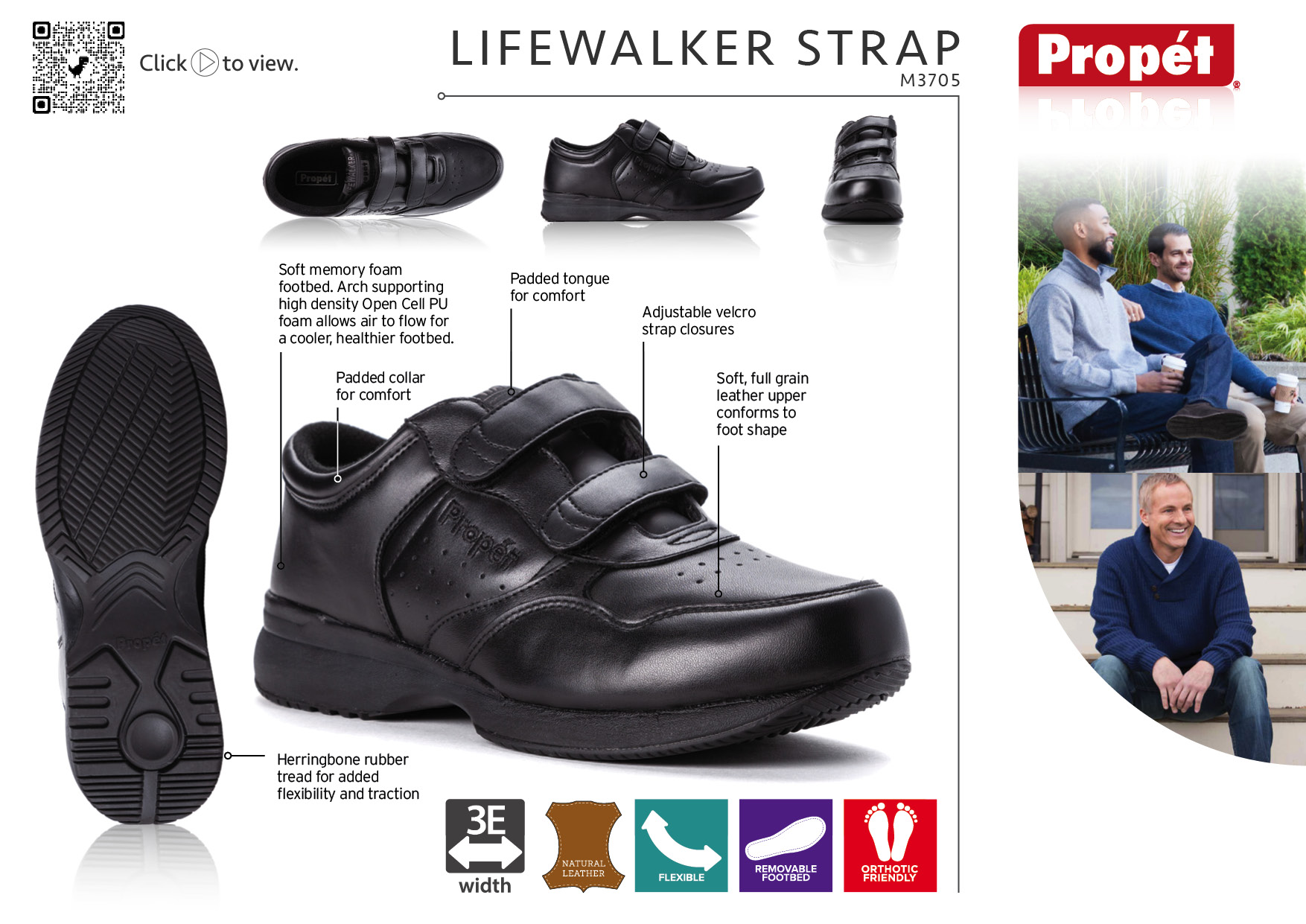 Men's propet velcro walking shoes on sale